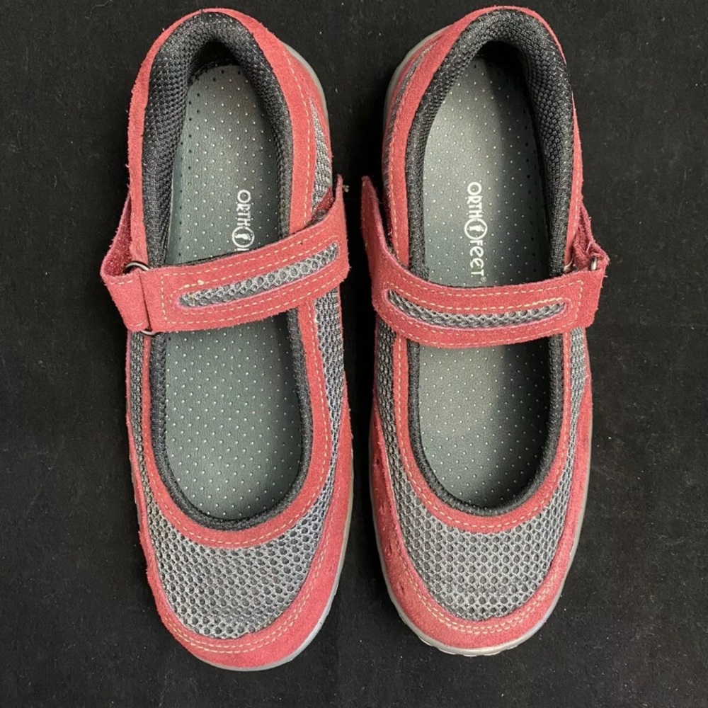 ORTHOFEET CHATTANOOGA MARY JANE Red-Grey 7.5 Wide